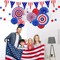 4th of July Patriotic Party Decoration Set – American Flag Paper Fans, Pom-Poms, Foil Fringe Curtain, Star Streamers & USA Pennant Bunting for Independence Day